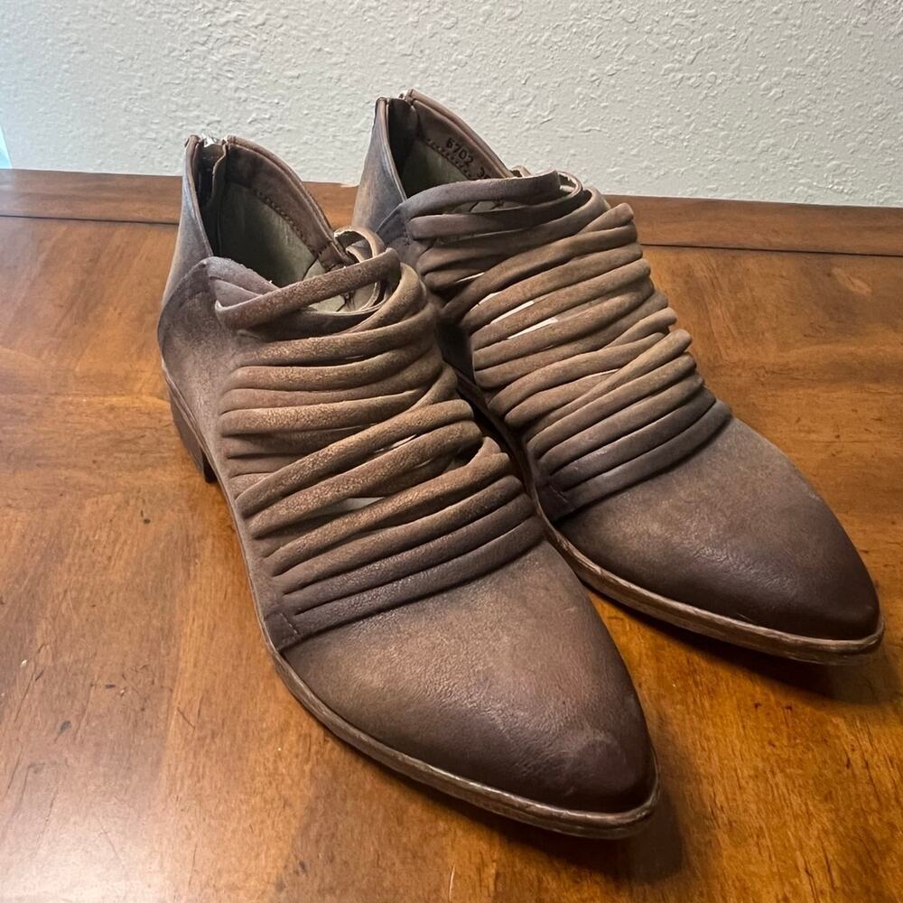 Dark Brown Distressed Free People Booties 38